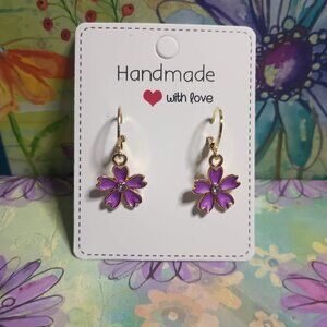 Small Enamel Cherry Blossom Flower Earring Multiple Colors Available